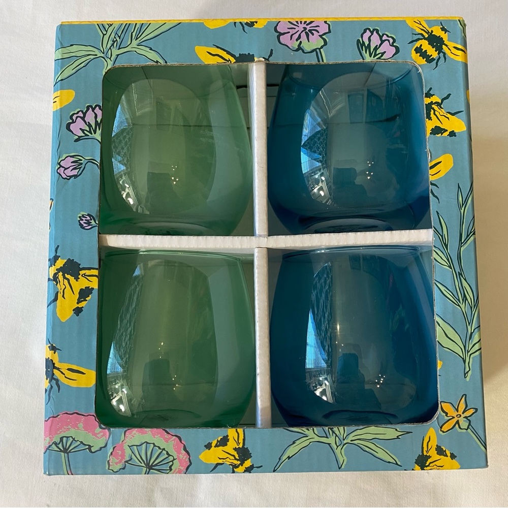 Melwood by TMD Set of 4 Stemless Wine Glasses 16 oz NEW